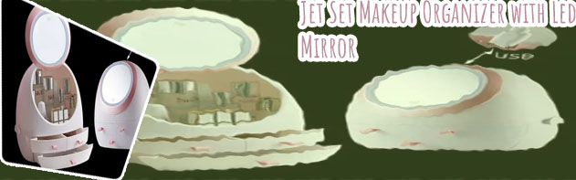 Makeup organizer with led mirror